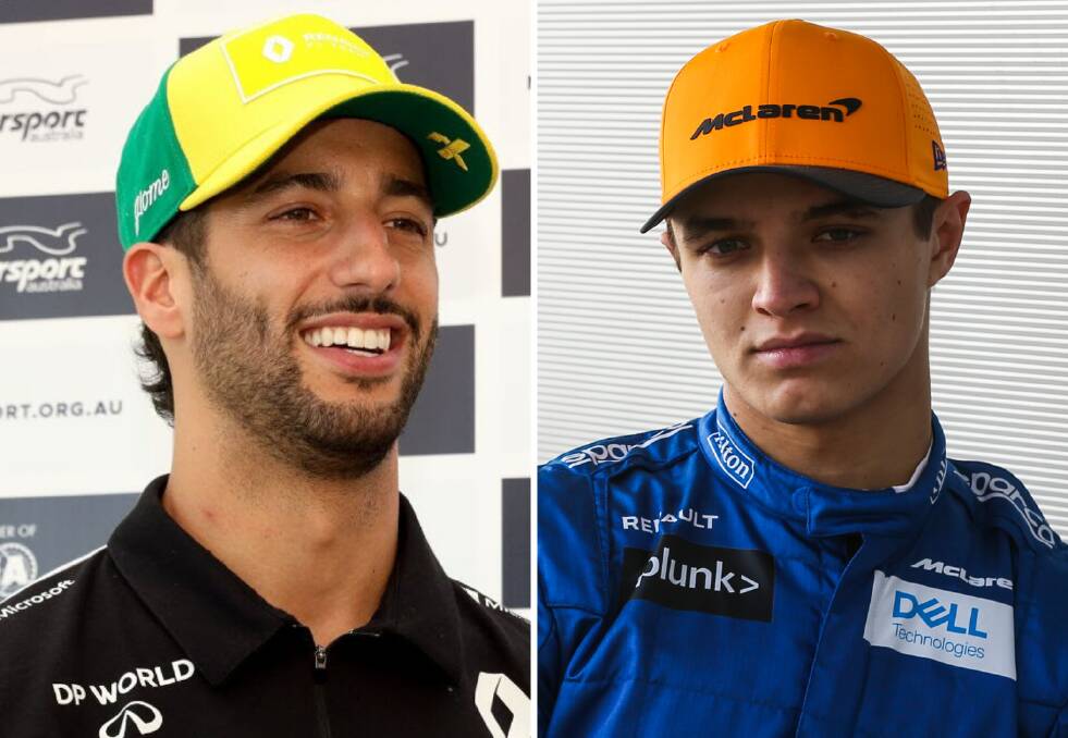 POTENTIAL WILDCARD: Formula One talents Dan Ricciardo and Lando Norris will be McLaren team-mates next year. They could also share the seat of a Supercar at Bathurst. Photos: REVVED PHOTOGRAPHY/McLAREN