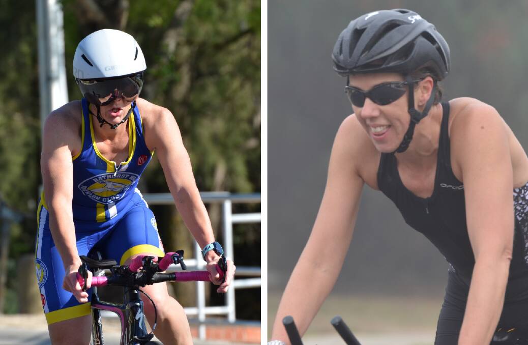 SUPER IMPRESSIVE: Danielle Patterson (left) and Jen Arnold placed in the top 40 of their age division at the Triathlon Australia National Championships at Mooloolaba.