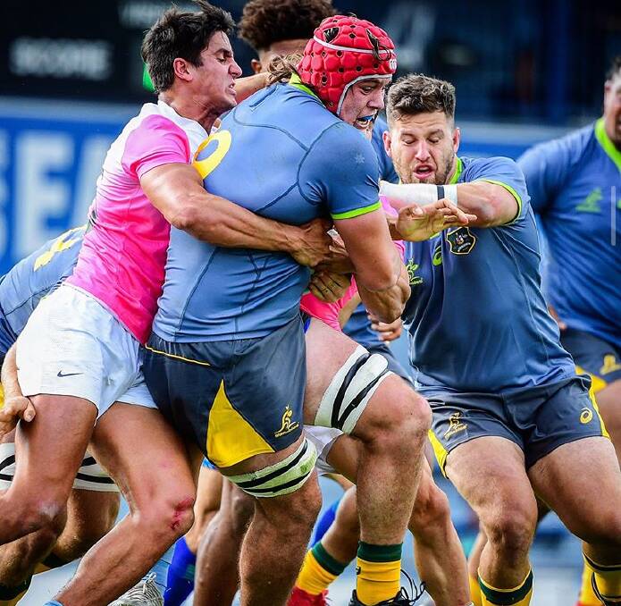 HUGE MOMENT: Tom Hooper got 20 minutes off the bench in the Australia XV match against the Pumas. Photo: STUART WALMSLEY/RUGBY AUSTRALIA