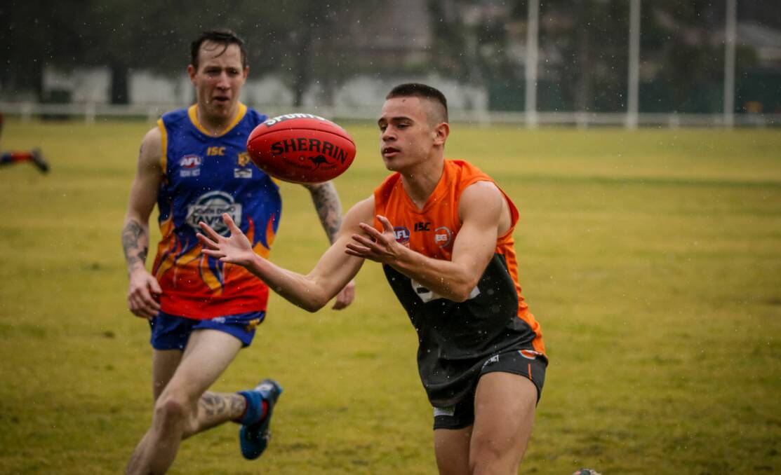 SOGGY START: Max Booth-Martinez was one of the players who debuted for the Bathurst Giants men's side on Saturdy. Photo: PETER YANDLE - MY ACTION IMAGES