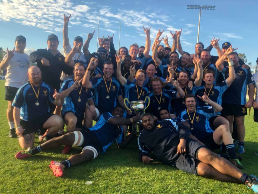 THE TRIUMPH: The 2019 Blue Bulls squad celebrate after winning the Caldwell Cup.