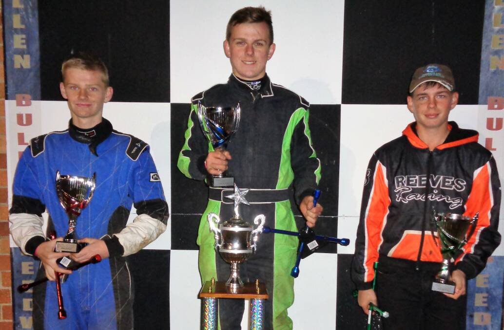 TALENTED TRIO: The RSA Australian Junior Sedan outright podium, from left, Brock Youngberry, Josh Boyd and Connor Reeves. Photo: LES TAYLOR