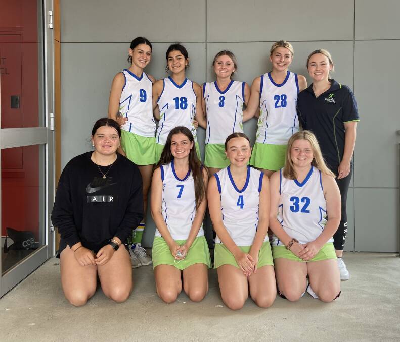 OUT WITH A BANG: The Bathurst under 18s girls produced their best game in their last match of the Hockey NSW Indoor State Championships to beat Wagga. Photo: CONTRIBUTED