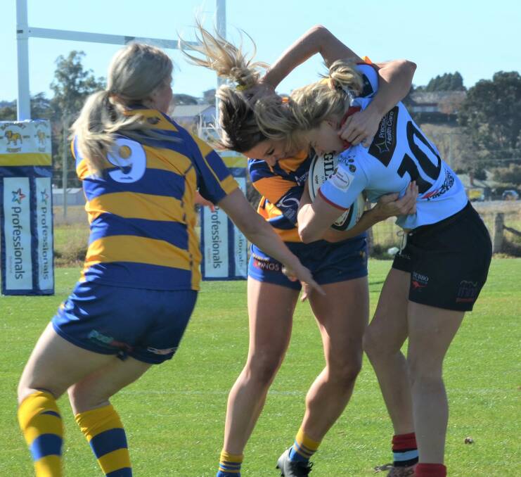 DOGS DEMOLITION JOB: The Bathurst Bulldogs women posted a 48-7 win over the Dubbo Kangaroos in their top-of-the-table Ferguson Cup match. Photos: ANYA WHITELAW
