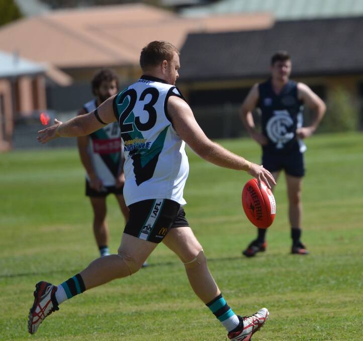 STRONG START: Bathurst Bushrangers Outlaw Cameron Richards booted five majors in the season opener and will look for a similar performance this Saturday against Orange. Photo: ANYA WHITELAW