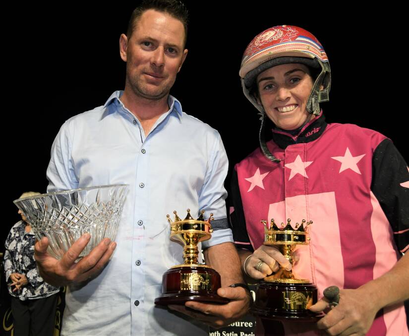 Trainer Nathan Jack and driver Amanda Turnbull were a golden combination on Saturday night, the duo landing their first success in the Gold Crown Final. Picture by Chris Seabrook
