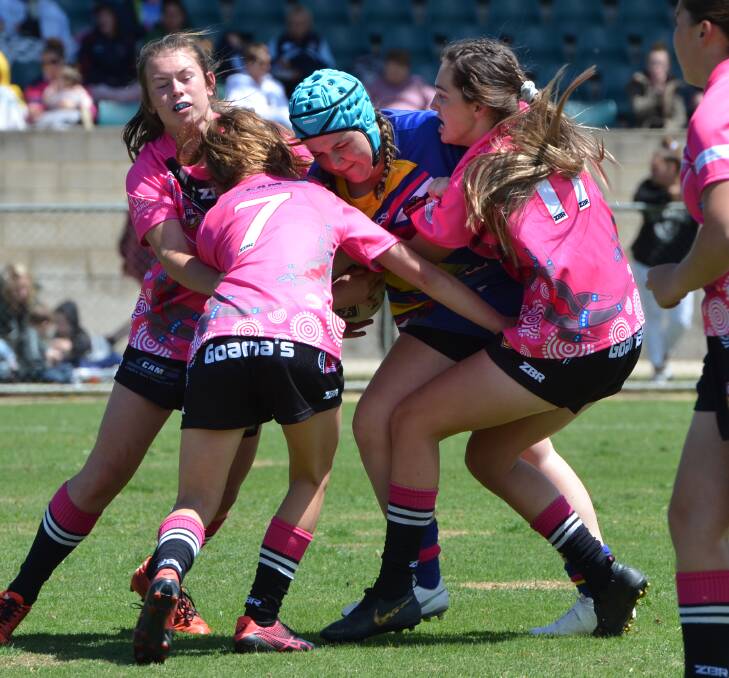 BRING IT ON: Panorama prop Sarah Battersby scored a double against the Goannas last week. The two under 15 sides meet again in Sunday's Western Women's Rugby League semi-final. Photo: ANYA WHITELAW