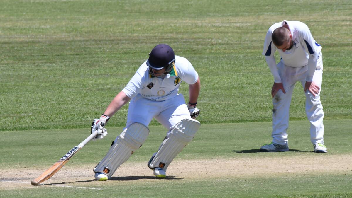MUST WIN: Connor Slattery notches up a run for the Bathurst District side in a President's Cup match earlier this season. On Sunday Bathurst lines up for a Western Zone Premier League match. Photo: CHRIS SEABROOK