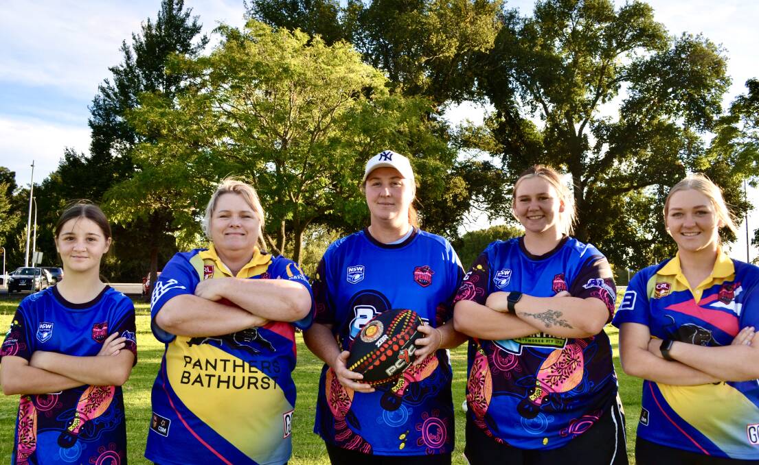 BRING IT: Panorama's Freya Hodges (under 13s), Cas Hanrahan, Rachel Hodges (under 13s coach), Molly Kennedy (opens) and Lillee Bullock (under 19s) are pumped for the Western Women's Rugby League semi-finals.