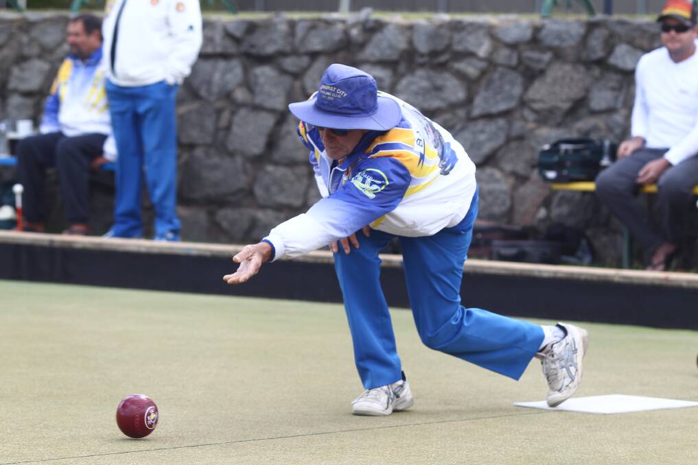 SOCIAL GAME: Mick Sewell enjoyed a game of social bowls last Saturday at the Bathurst City Men's Bowling Club. Photo: PHIL BLATCH 033119pbbowls1