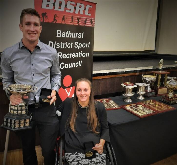 WELL DONE: David Nicholas, pictured with his fianceé Emilie Miller, was named the 2021 Bathurst Sportsperson of the Year. Photo: BATHURST BIKES