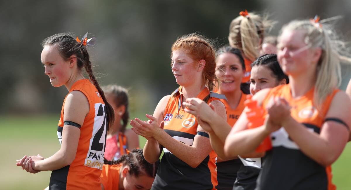 WELL DONE: Bathurst Giants captain Katie Kennedy (centre) was delighted with how her side performed in their maiden season. Photo: PHIL BLATCH