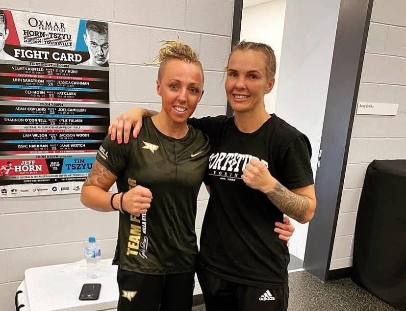 RESPECTFUL: While Bathurst boxer Kylie Fulmer (left) was unable to get the better of Shannon O'Connell (right) she still gained from the experience of their Australian title fight. Photo: KYLIE FULMER FACEBOOK