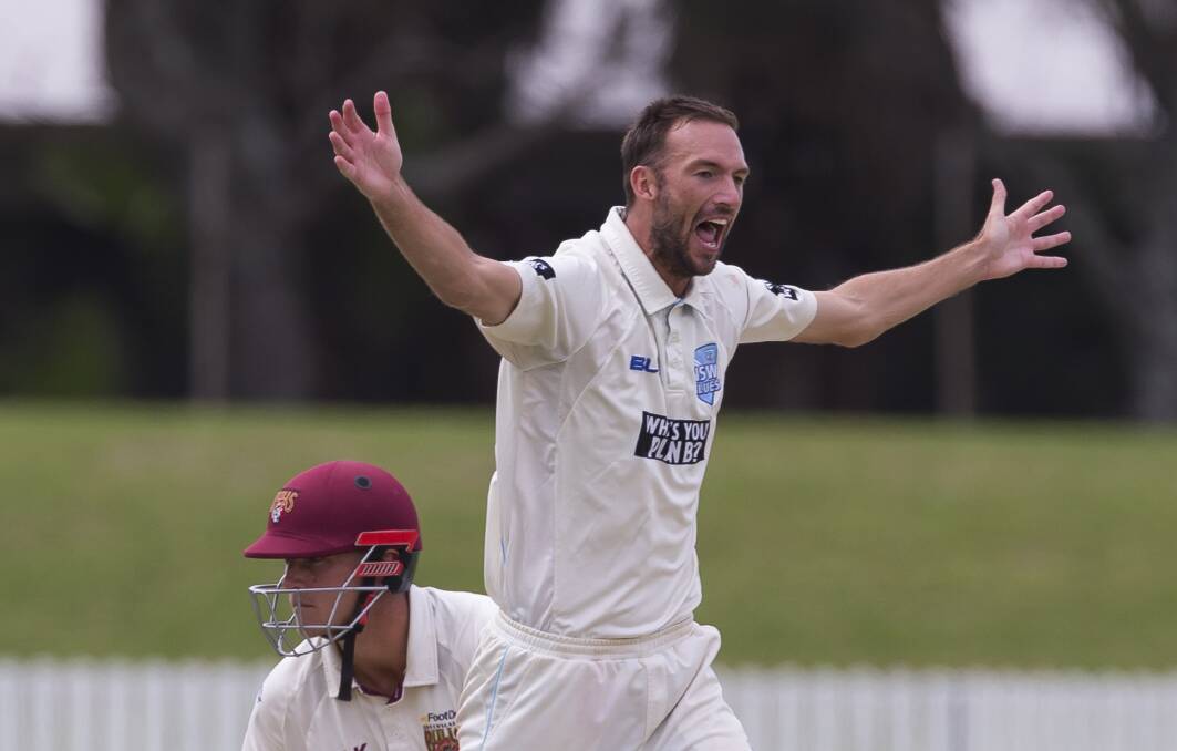 TOP SEASON: Bathurst's Trent Copeland was voted NSW's MVP for the 2017-18 Sheffield Shield season. He took 34 wickets. Photo: AAP