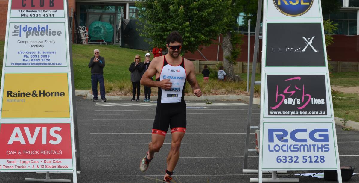 FIRST HOME: Nick North took out the Bathurst Wallabies Triathlon Club's long course triathlon on Sunday.
