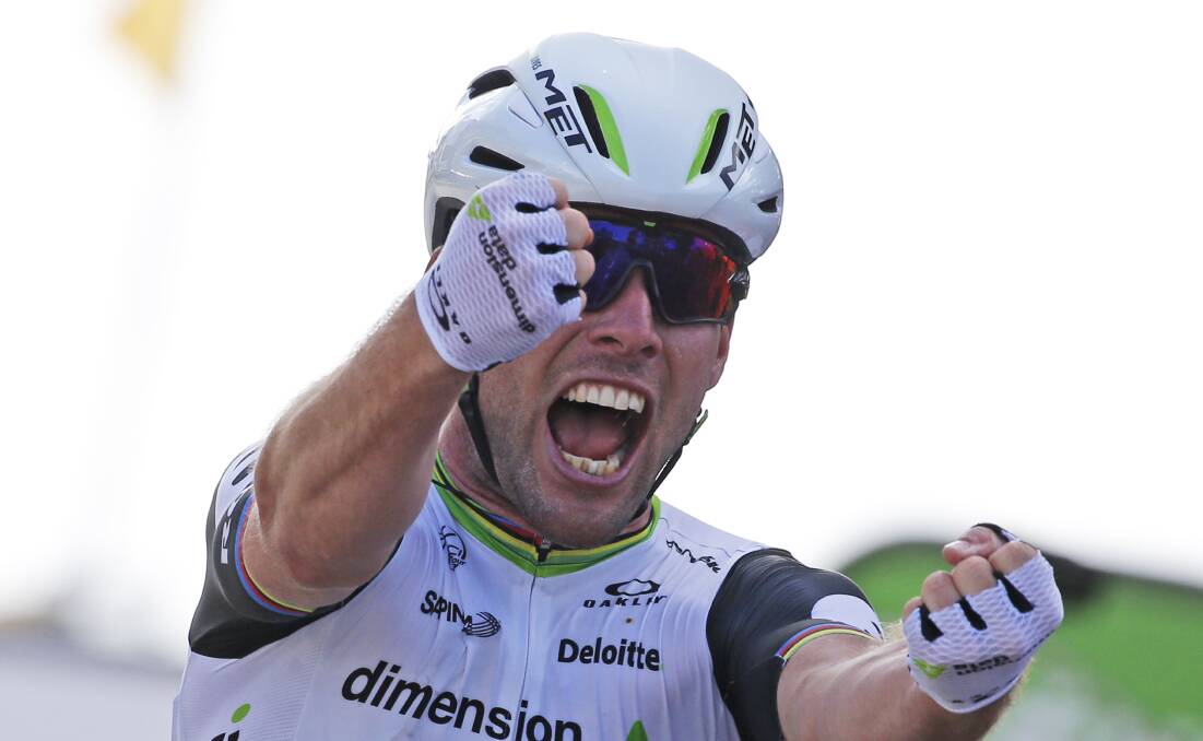 SUCCESS: Mark Cavendish, with the assistance of Bathurst's Mark Renshaw, won the third stage of the Dubai Tour. Photo: AP