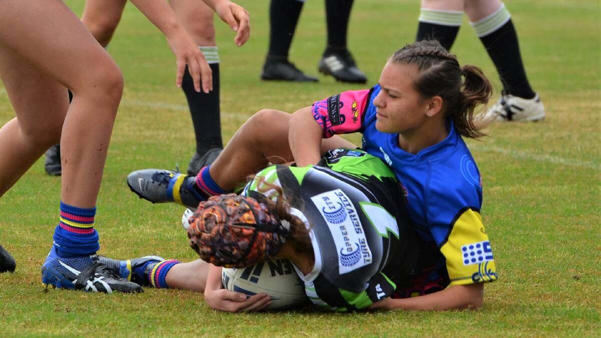YOUNG GUNS: The under 14s Western Women's Rugby League match between the Panorama Platypi and Castlereagh Cougars had plenty of talent on display. Photos: ANYA WHITELAW