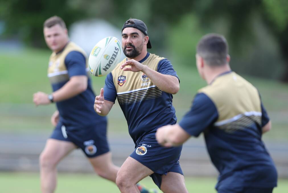 FINE TUNING: Claude Gordon and his new Googars team-mates go through their paces in a training session at Carrington Park. Photo: PHIL BLATCH