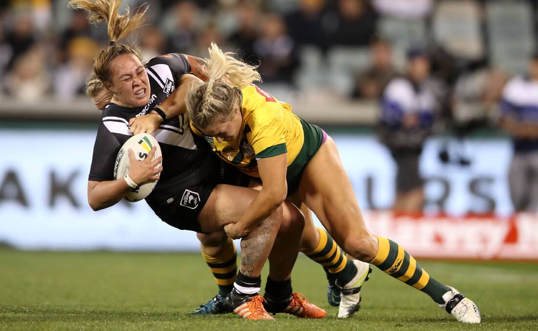GOT YOU: The Brad Donald coached Jillaroos beat the Kiwi Ferns in Friday night's ANZAC Test. Photo: GETTY IMAGES 