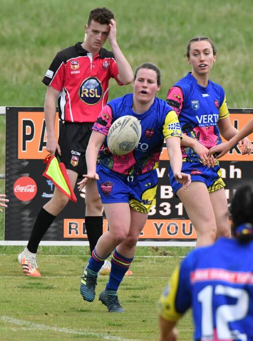 TOUGH DAY: While Bronte Emanuel and her fellow Platypi tried hard, the Goannas were too good in the final round of the WWRL competition. Photo: CHRIS SEABROOK