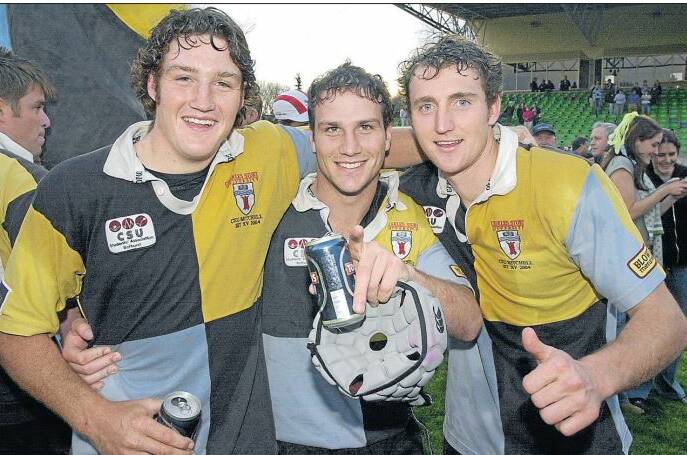 GOOD MEMORIES: Former CSU star Simon Meiklejohn (right) was a member of the 2004 premiership winning side. He is looking forward to reflecting on that season at the Bumblebee Ball.