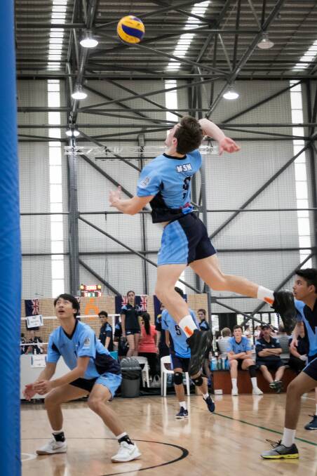 AIMING HIGH: Deua Berry, pictured in action for NSW, is one of three Kelso High School players to be named in 2018 Australian Volleyball boys squads. Photo: ROGUE GUN PHOTOGRAPHY