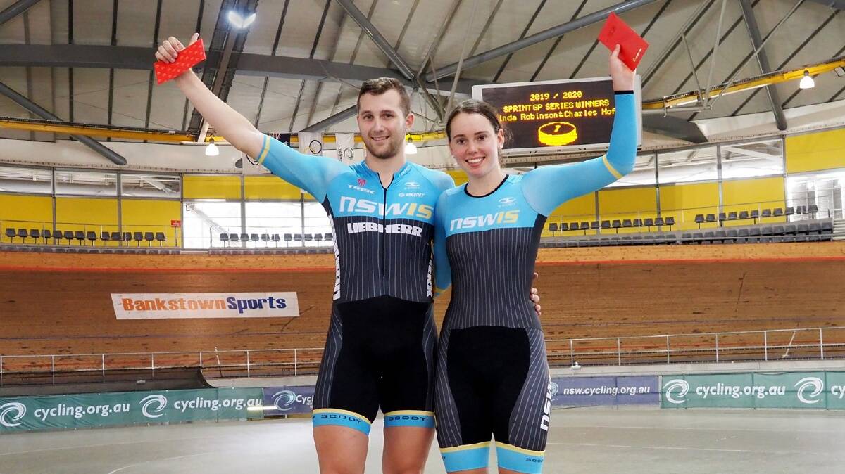 WINNER: Bathurst's Kalinda Robinson and Hunter rider Charles Hofman are the Cycling NSW Sprint Grand Prix series champions for 2019-2020. Photo: MORGAN HO