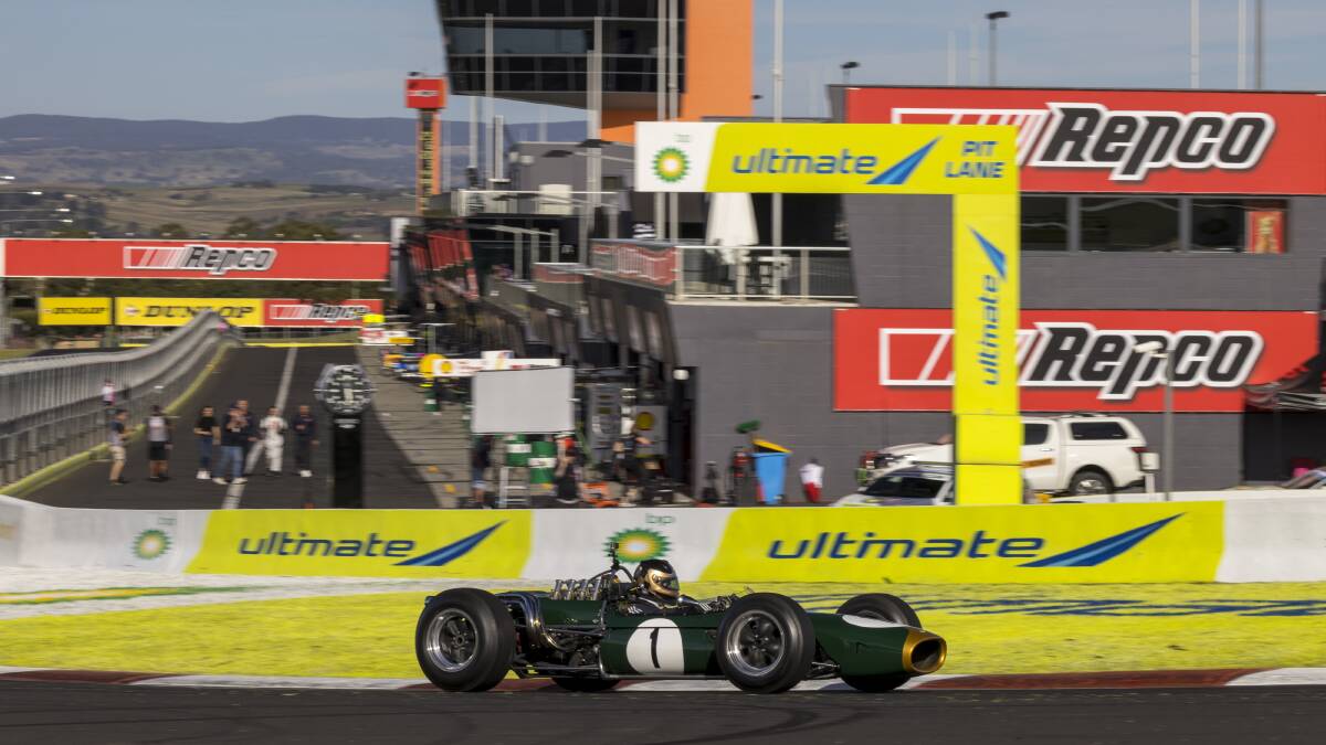 GREEN MACHINES: The Repco-Brabham BT-19 will do laps of Mount Panorama this weekend.