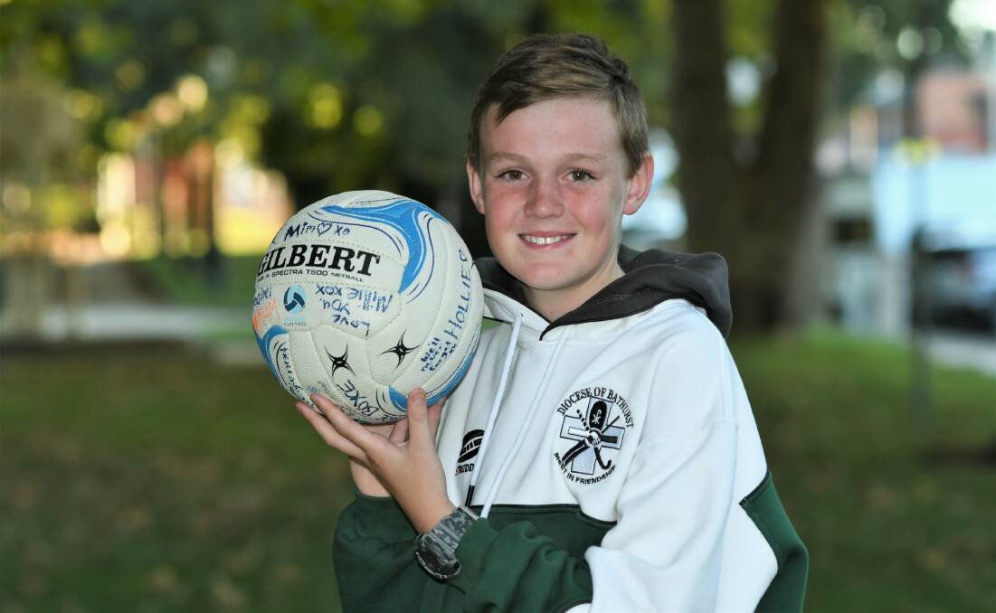 HISTORY MAKER: Jaxon Burton is believed to be the first boy selected in a Polding netball team. Photo: CHRIS SEABROOK 042621cjaxon
