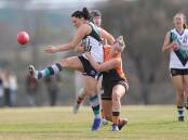 CLICKING INTO GEAR: Anglea Evans kicked a pair of goals in the Bathurst Lady Bushrangers' latest win over Orange Tigers. Photo: PHIL BLATCH