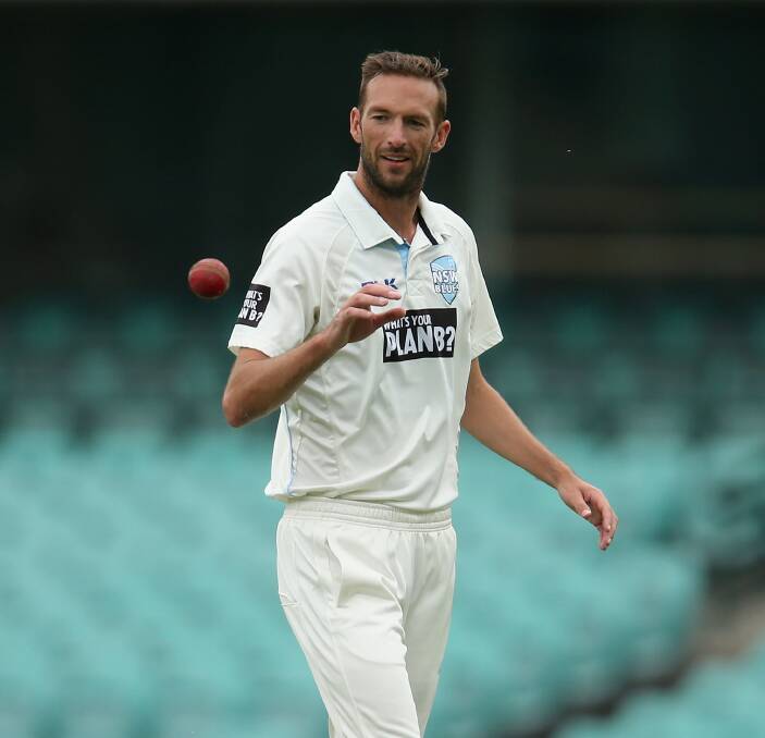 TOP PERFORMANCE: Trent Copeland finished the Sheffield Shield game against Tasmania with match figures of 8-119. He hurt his finger and is in doubt for NSW's next game. Photo: GETTY IMAGES
