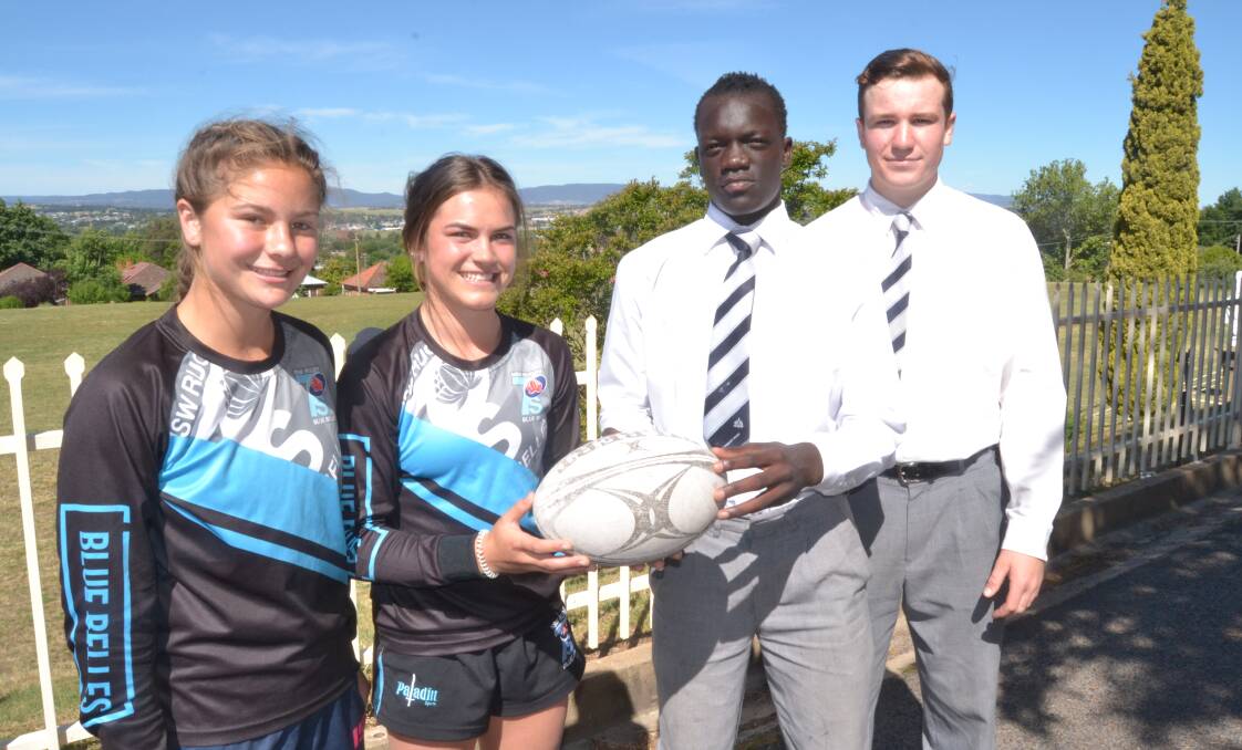 TOP TOURNAMENT: Bathurst students Teagan Miller, Jakiya Whitfield, Yool Yool and Hunter Ward all impressed at the Rugby Sevens nationals.