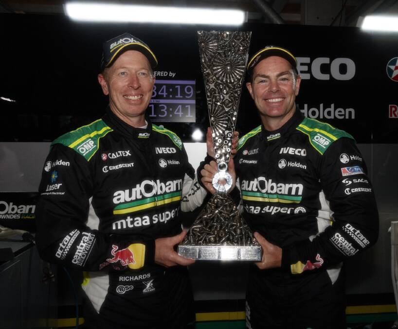YOU BEAUTY: They won the Bathurst 1000 together and now Steve Richards and Craig Lowndes have been crowned the Enduro Cup champions. Photo: SUPERCARS