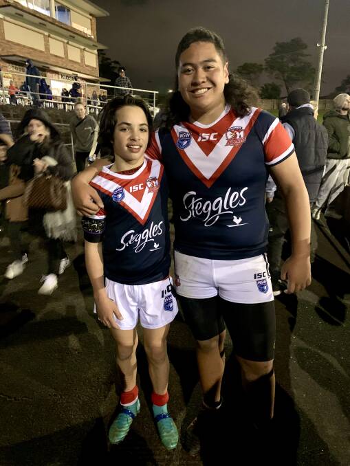 SUPER EXPERIENCE: Bathurst's Riley Carter and Leon Mokaraka got to make their Sydney Roosters debut earlier this month at Henson Park. Photo: CONTRIBUTED