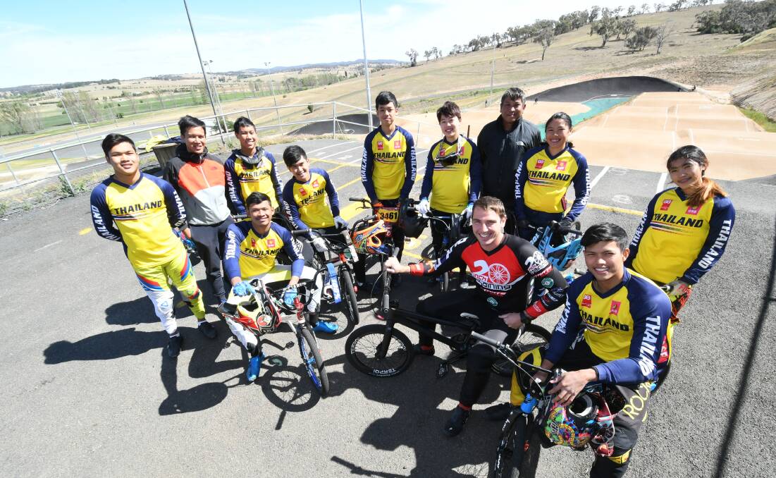 COACHING CHALLENGE: Adam Carey, pictured with his Thailand BMX team in Bathurst late last year, is now having to coach long distance due to the coronavirus pandemic.