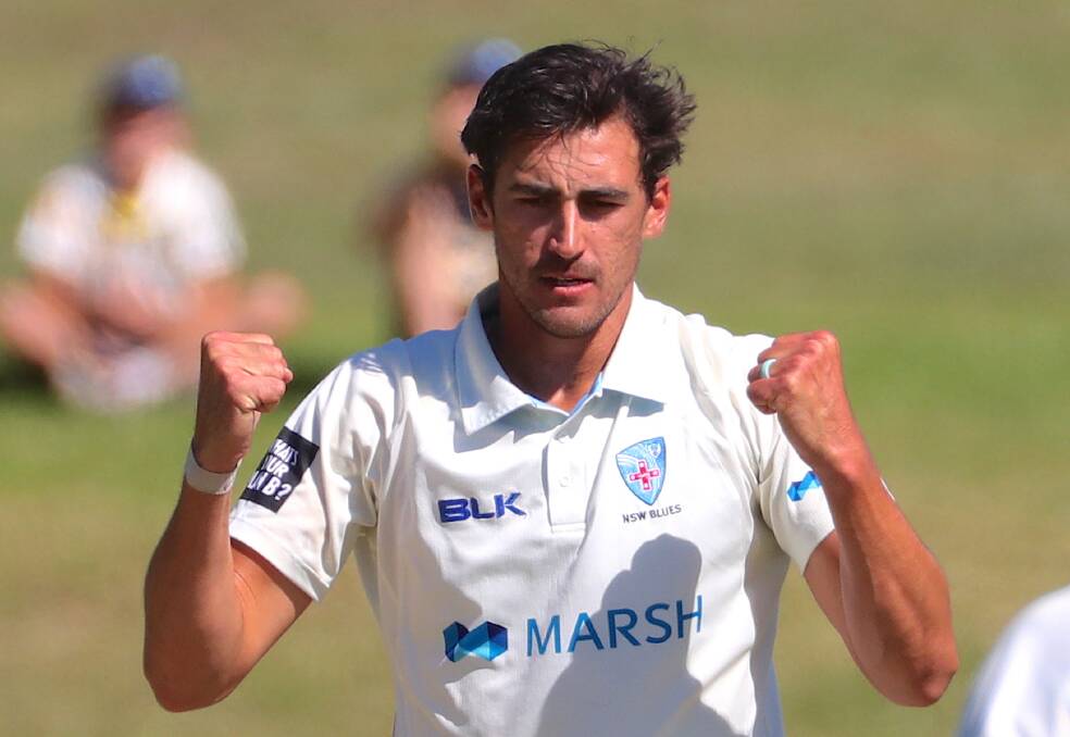ON FIRE: Mitch Starc took 10 wickets against Tasmania to help the NSW Blues to victory. Photo: CRICKET NSW