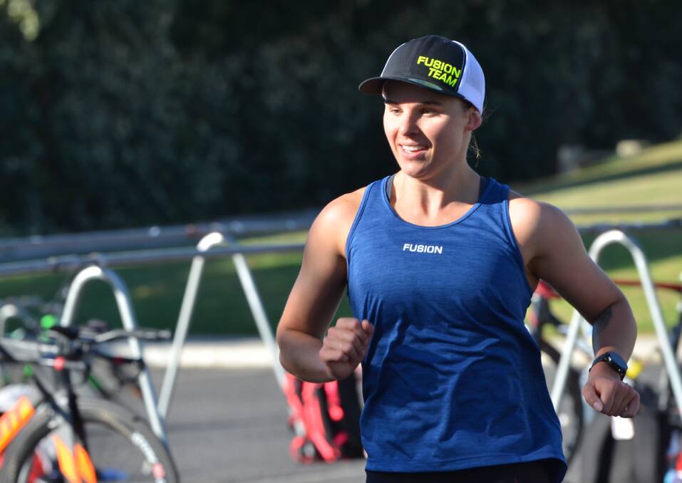 SUPER SIMONS: Hollee Simons was took the outright female honours in the long course event at the Maitland Triathlon. Photo: ANYA WHITELAW