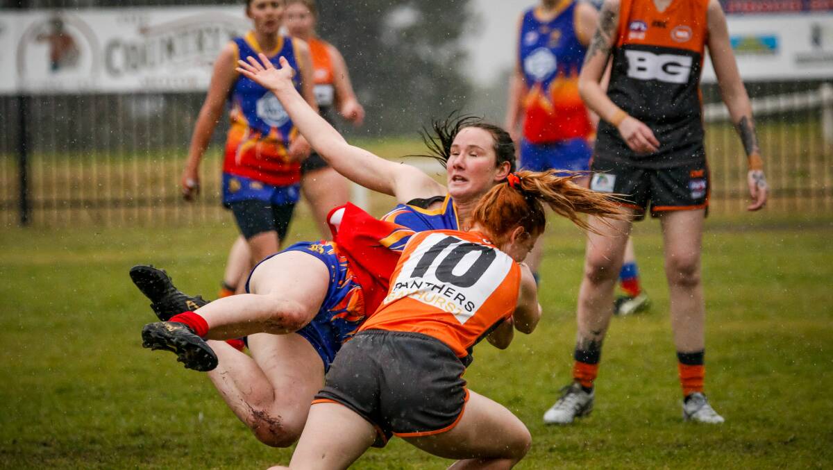CONTACT: Bathurst Giants captain Katie Kennedy nails her Dubbo opponent in this tackle. Photo: PETER YANDLE- MY ACTION IMAGES