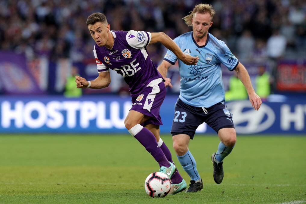 Rhyan Grant was one of Sydney FC's scorers in their 4-1 win on penalties over Perth Glory in the A-League grand final. Photos: AAP