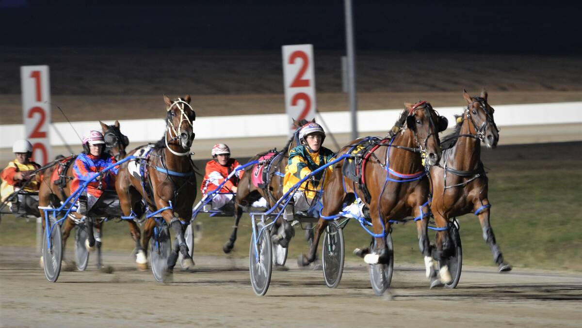 ROCKING IN: Amanda Turnbull steers Rock On to victory in the Margaret Mawhood Memorial. It was one of four winning drives for the evening at the Bathurst Paceway. Photo: ANYA WHITELAW