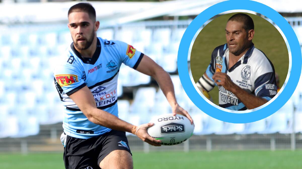 COMPARISON DRAW: William Kennedy has been impressing at fullback for the Cronulla Sharks, with the Bathurst talent being compared to former star David Peachey (inset). 