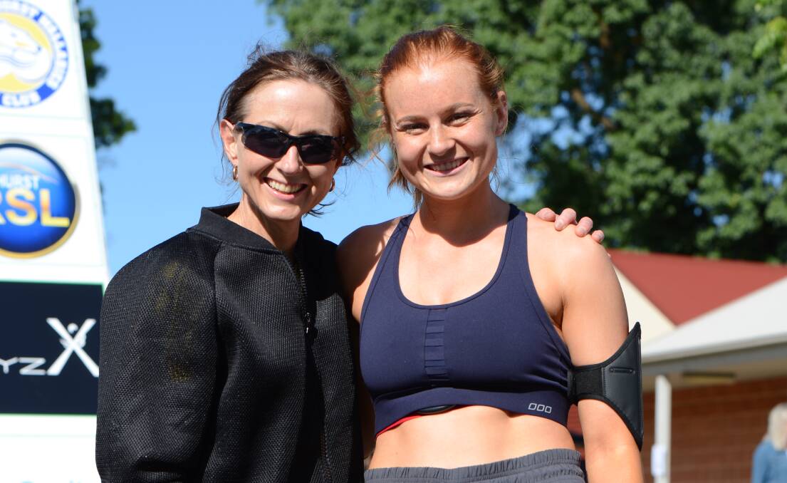 FAMILY FUN: Di Dawson and her daughter Meg teamed up for Sunday's women's only triathlon.