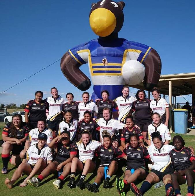 GOOD DAY OUT: The CSU and Gungahlin players pose for a photo after the Wagga Sevens decider. Photo: CONTRIBUTED