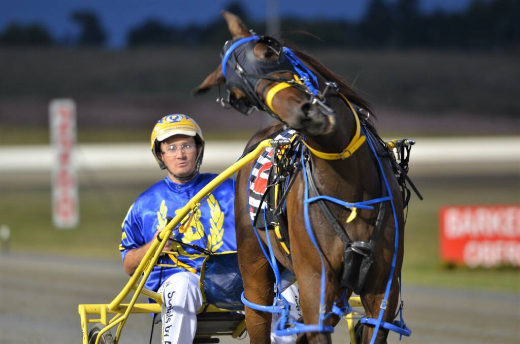 HAPPY DAYS: Team Frisby's Happy Reg took out the first of seven Gold Crown heats staged on Friday night. Photos: ANYA WHITELAW