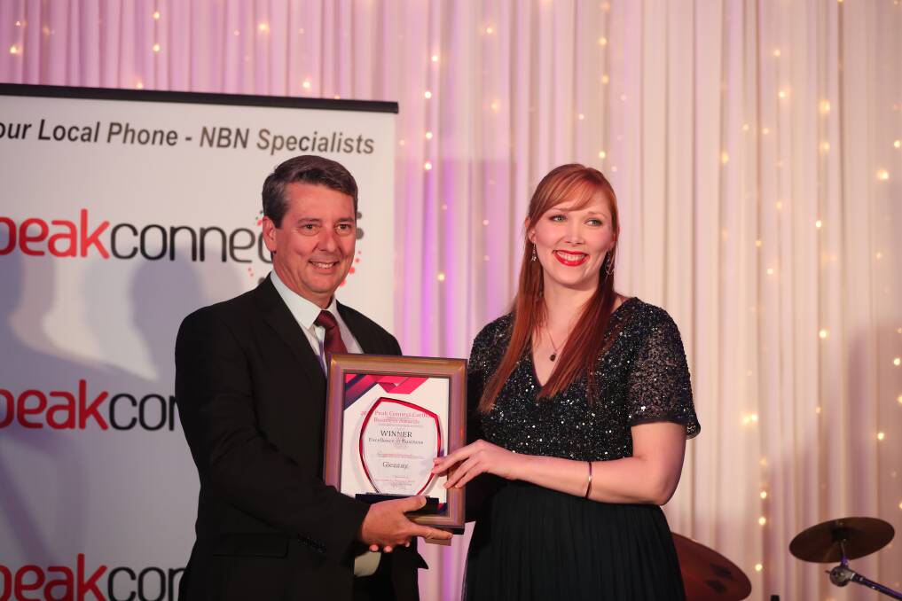 GLENRAY WINS: People and culture manager Craig Shiel proudly accepted the award for business excellence on Friday night which was kindly sponsored by the Reliance Bank. 