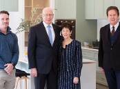Builder Brendan Howe with Governor-General David Hurley and his wife Linda in their renovated Campbell home. Picture: Instagram 