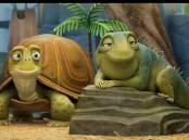 Adam Sandler voices Leo the tuatara (right) while Bill Burr voices Squirtle the turtle (left) in Leo and, below, contestants compete in Squid Game - The Challenge. Pictures by Netflix