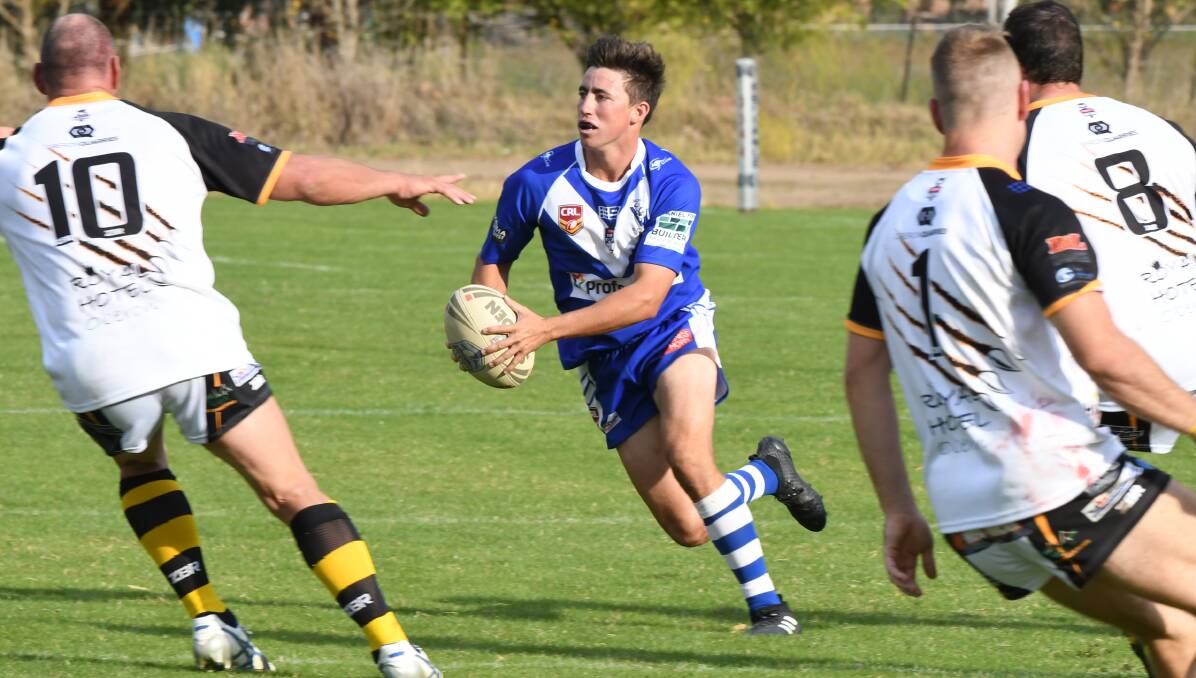 LIVE WIRE: St Pat's recruit Sam Dwyer has been one of the blue and whites' best during a horrible run of injuries. The club travels to Cowra on Sunday. Photo: PHIL BLATCH