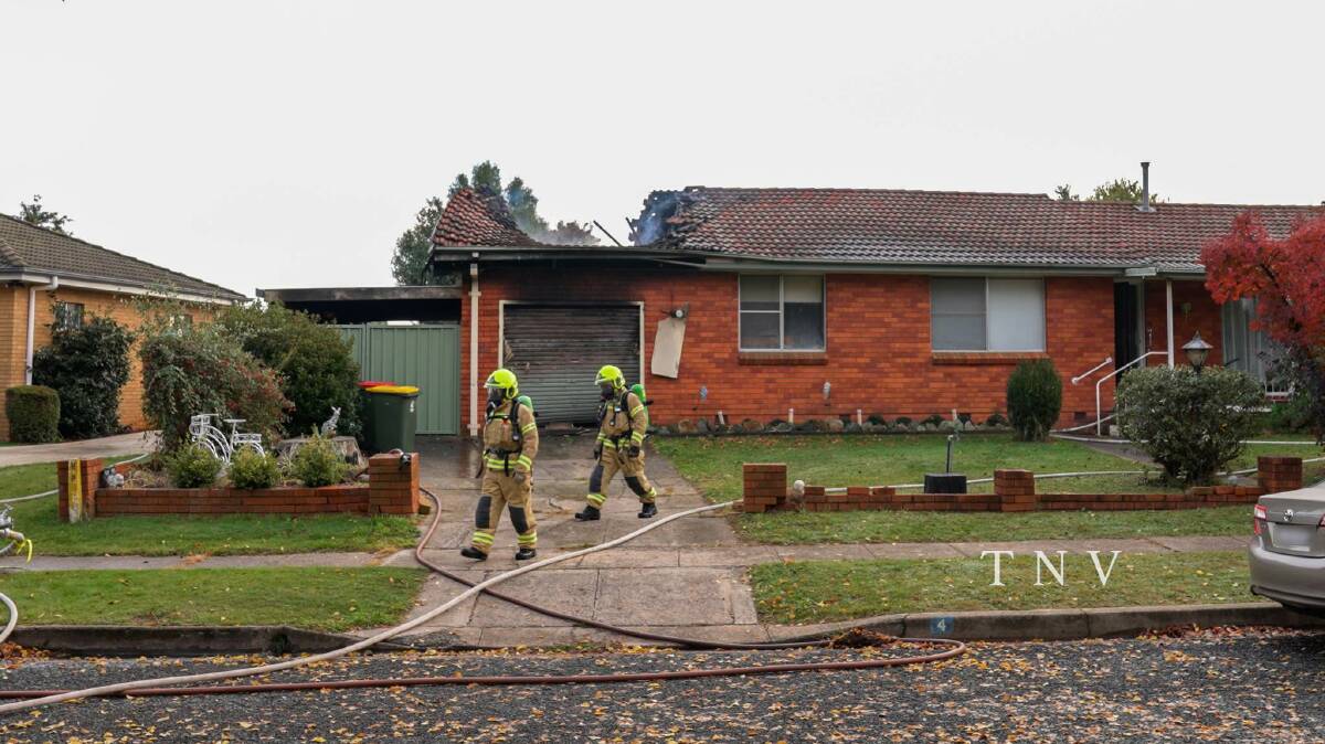 Fire and Rescue were called to a house fire in Blayney on Tuesday. Picture by Top Notch Video.