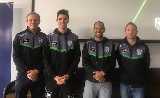 ON SIDE: Ashley Klein, Adam Cassidy, Drew Oultram and Liam Nicholls at the Bathurst referees course. Photo: CONTRIBUTED